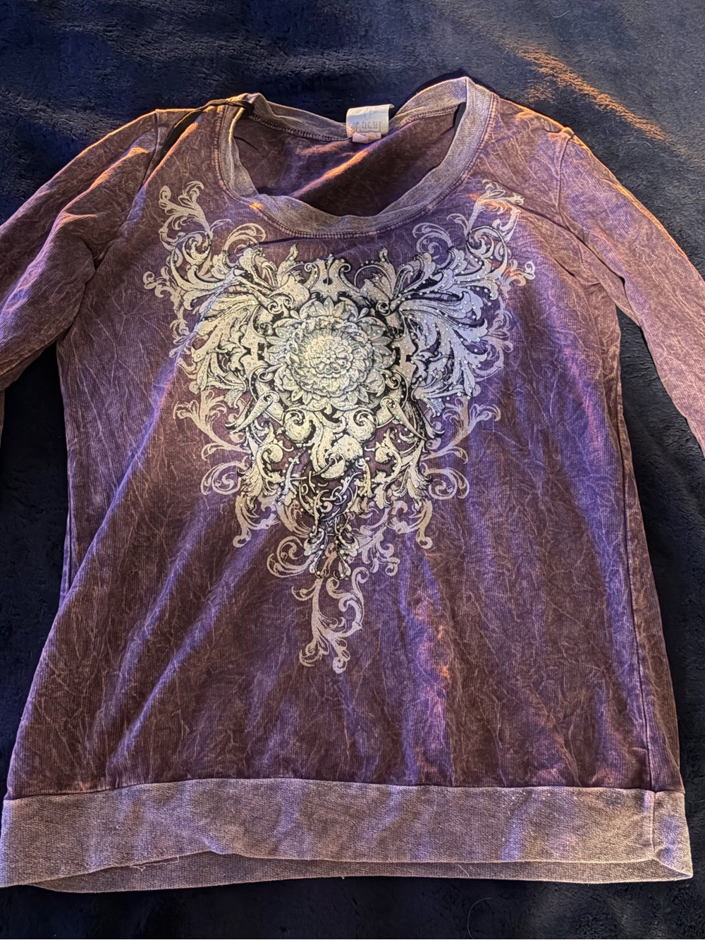 Vocal Purple Long Sleeve Tee with White Medallion Graphic